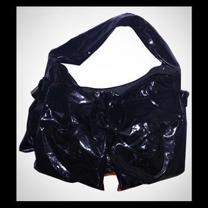 Sequoia Black Metallic Nylon Hobo Bag